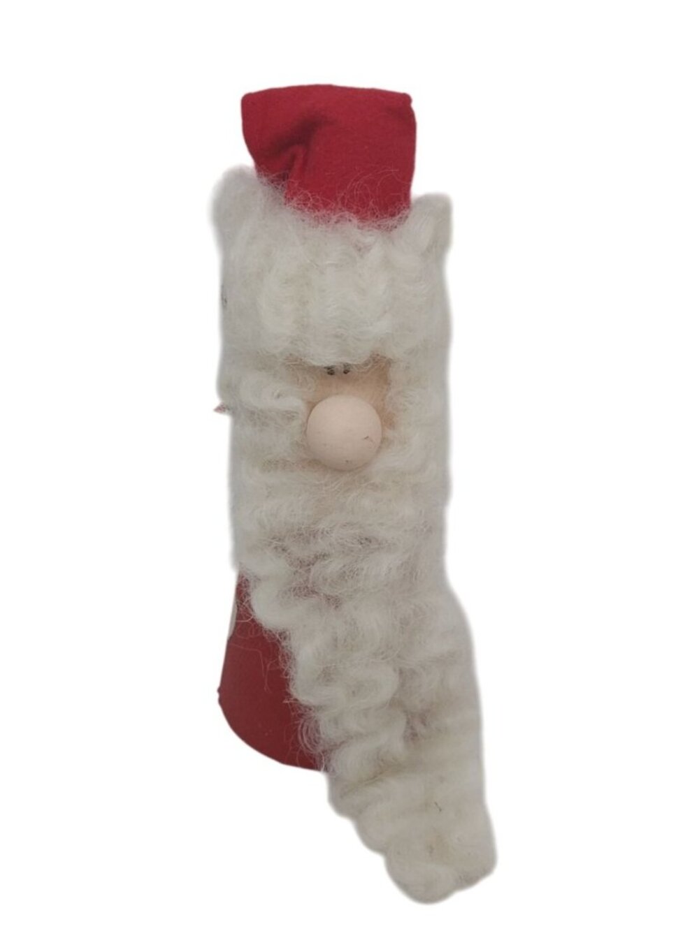 Vintage Cone Shaped Santa Claus Felt Hat Wool Beard 7" Christmas